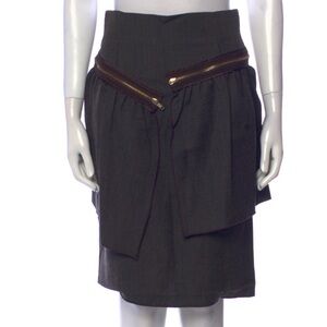 Love Moschino Brown Asymmetrical Skirt with Gold Zipper